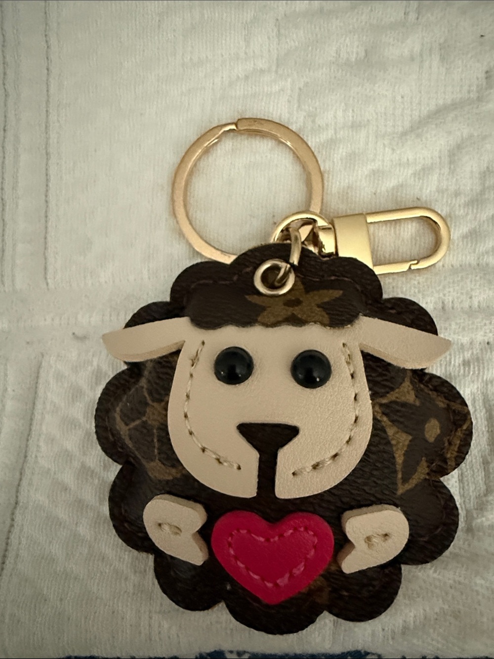Sheep Keychain or bag charm unbranded - Brown, Cream